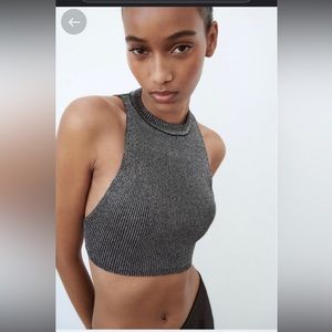 Zara knit open back crop top